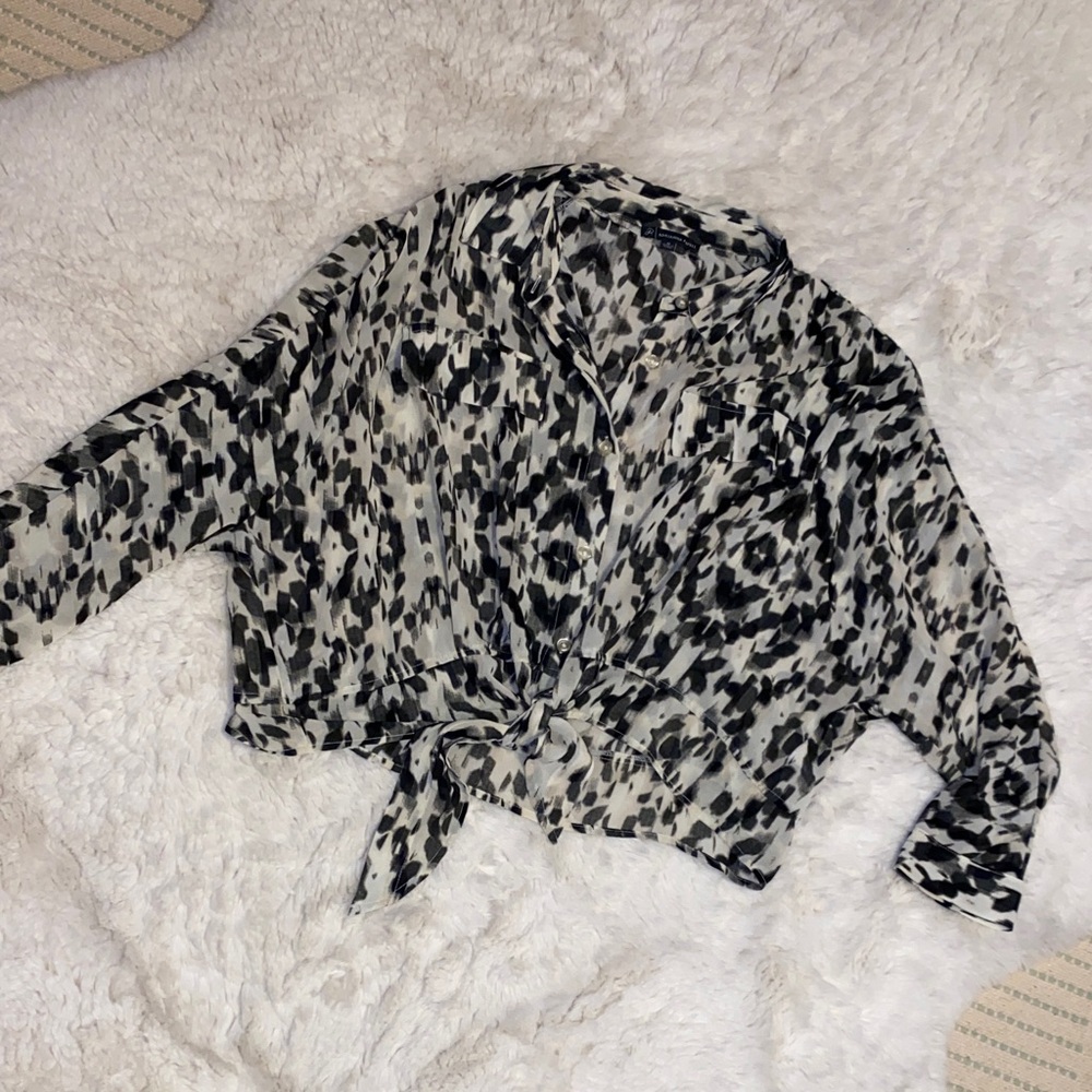 Adrianna Papell Monochrome Animal Print Blouse